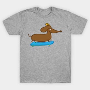 Skater Dachshund Skateboard T-Shirt